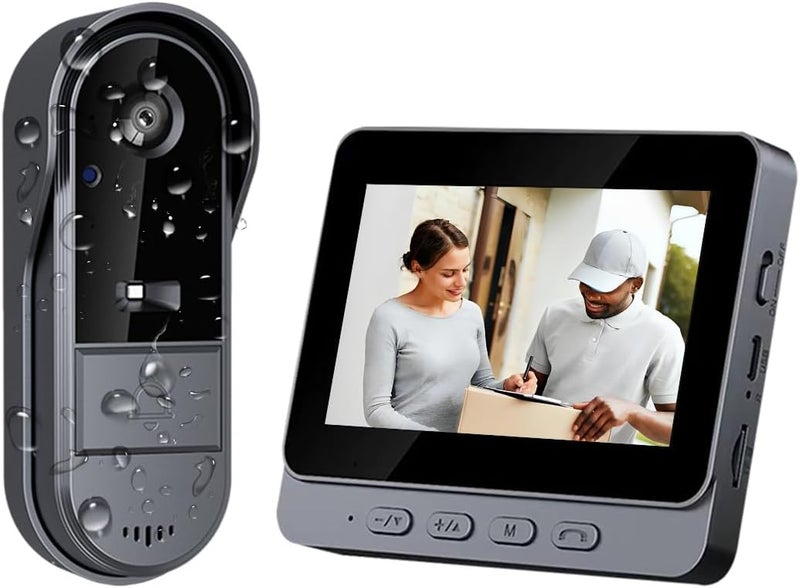 TKMARS Doorbell Camera Wireless No Subscription 1080P, Waterproof Door Bell Camera with Monitor Screen Free Storage NO WiFi and APP Needed, Video Intercom Two-Way Audio, 170° View Angle,Night Vision - Image 1